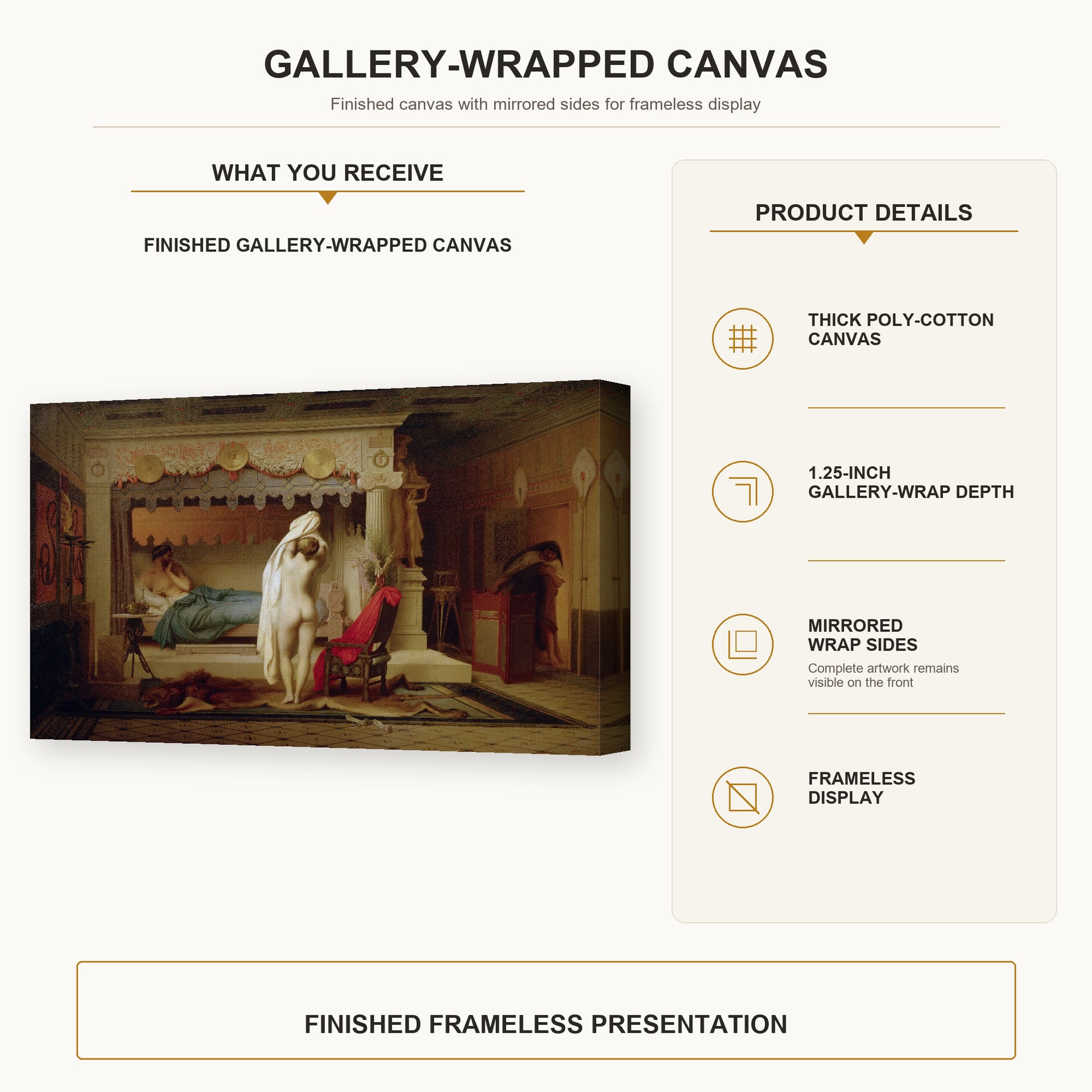 Jean-Leon Gerome - King Candaules - gallery wrap product details infographic