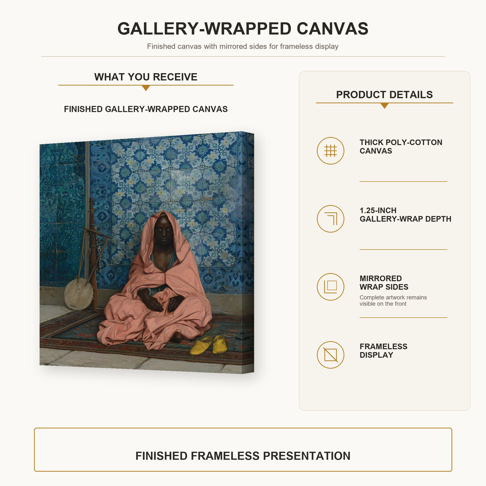 Jean-Leon Gerome - Le Barde Noir - gallery wrap product details infographic