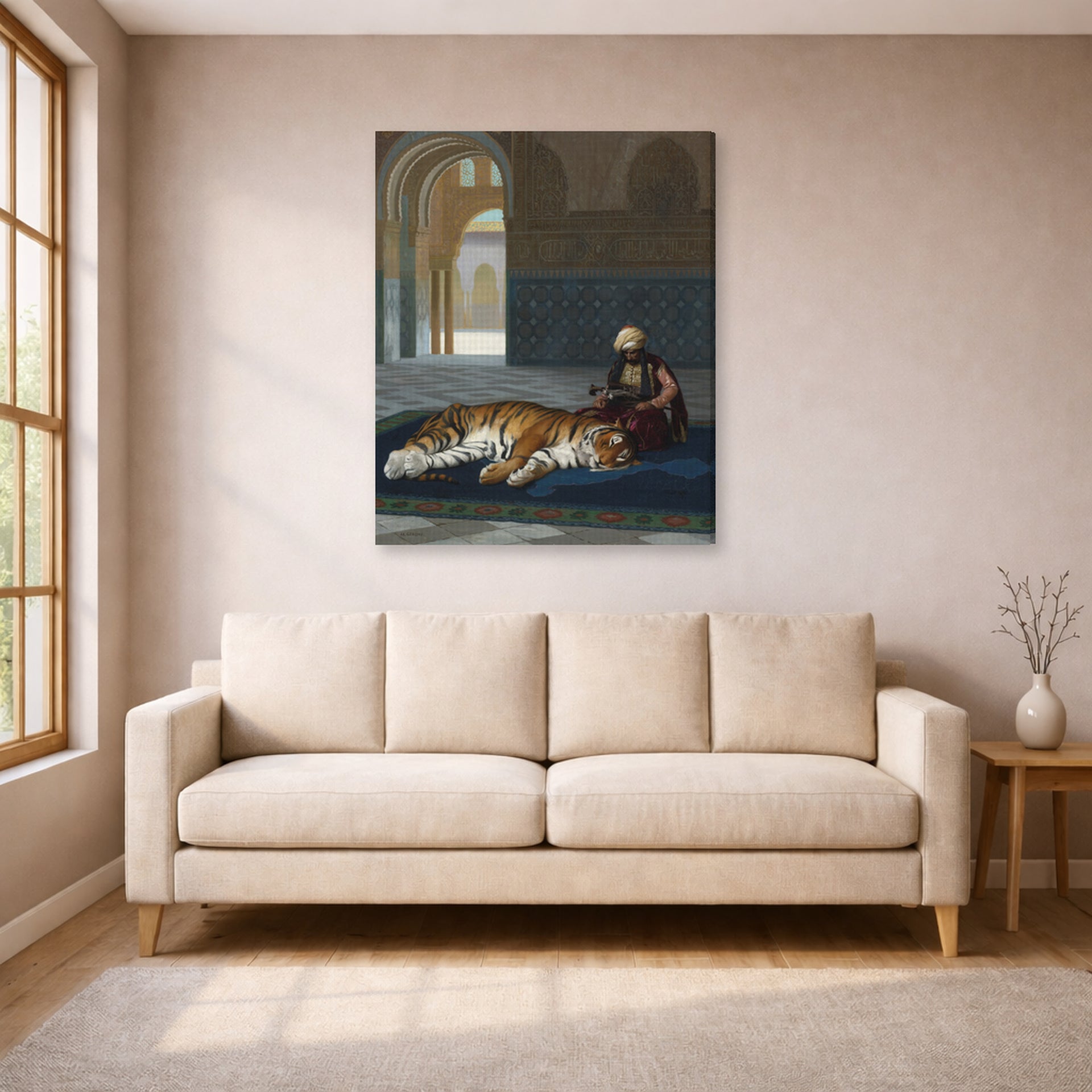 Jean-Leon Gerome - Le Tigre Et Le Gardien - gallery wrap lifestyle living room 1