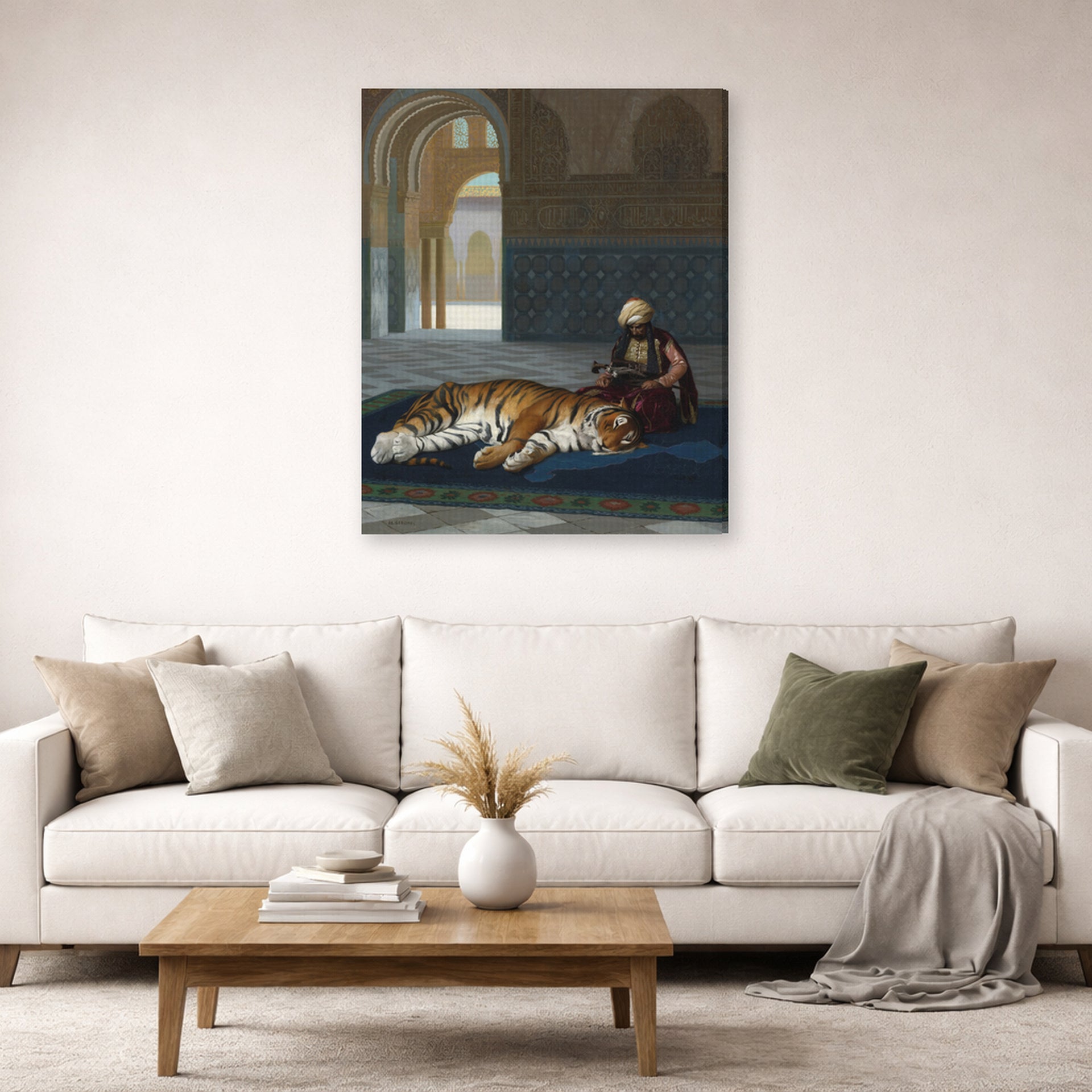 Jean-Leon Gerome - Le Tigre Et Le Gardien - gallery wrap lifestyle living room 2