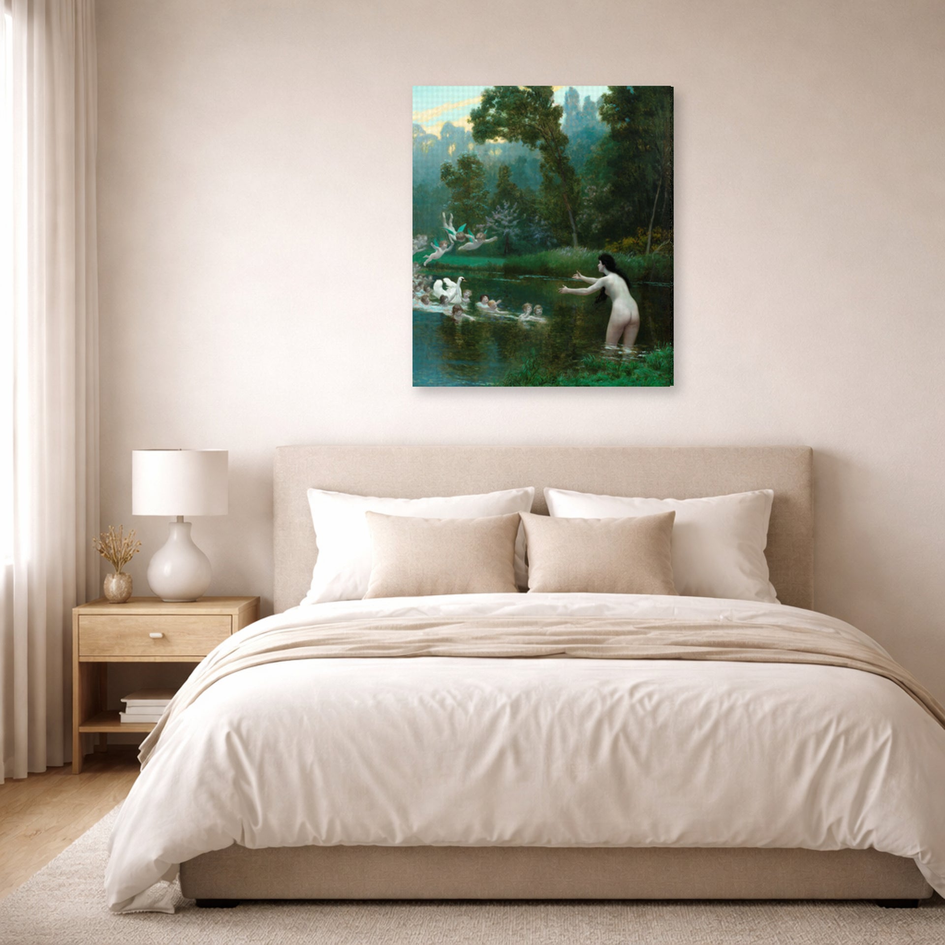Jean-Leon Gerome - Leda and the Swan - gallery wrap lifestyle bedroom