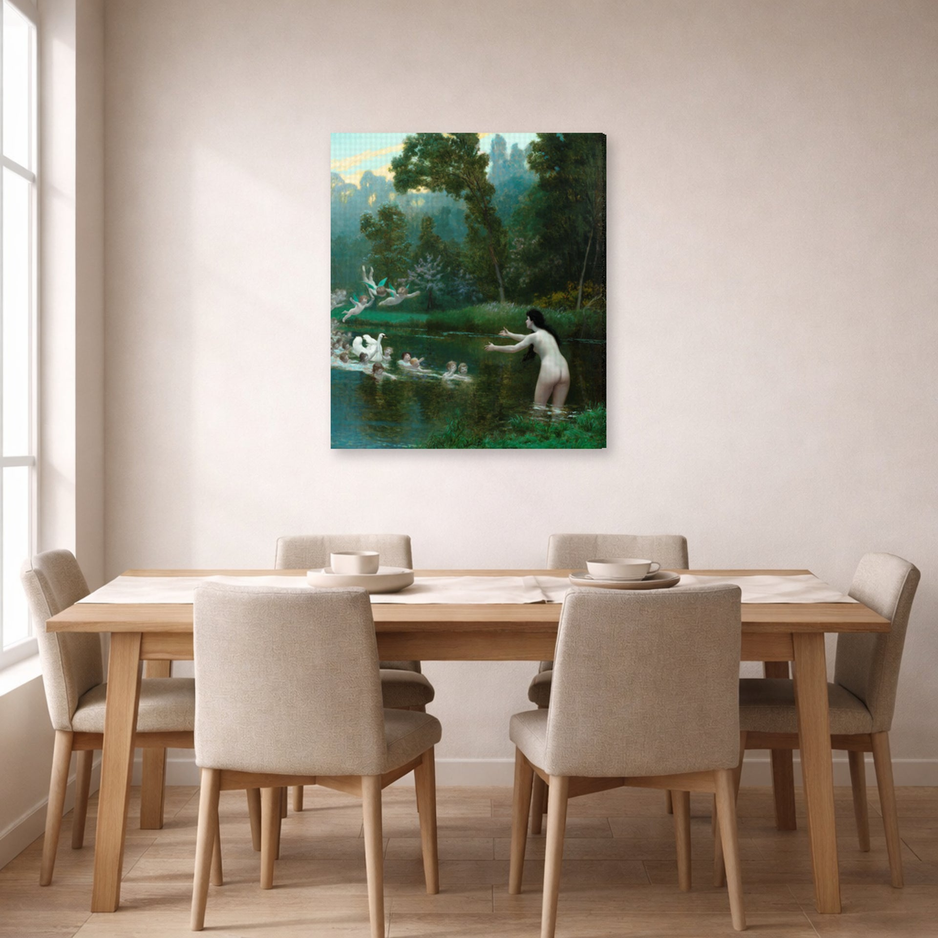 Jean-Leon Gerome - Leda and the Swan - gallery wrap lifestyle dining