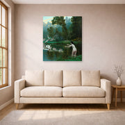 Jean-Leon Gerome - Leda and the Swan - gallery wrap lifestyle living room 1