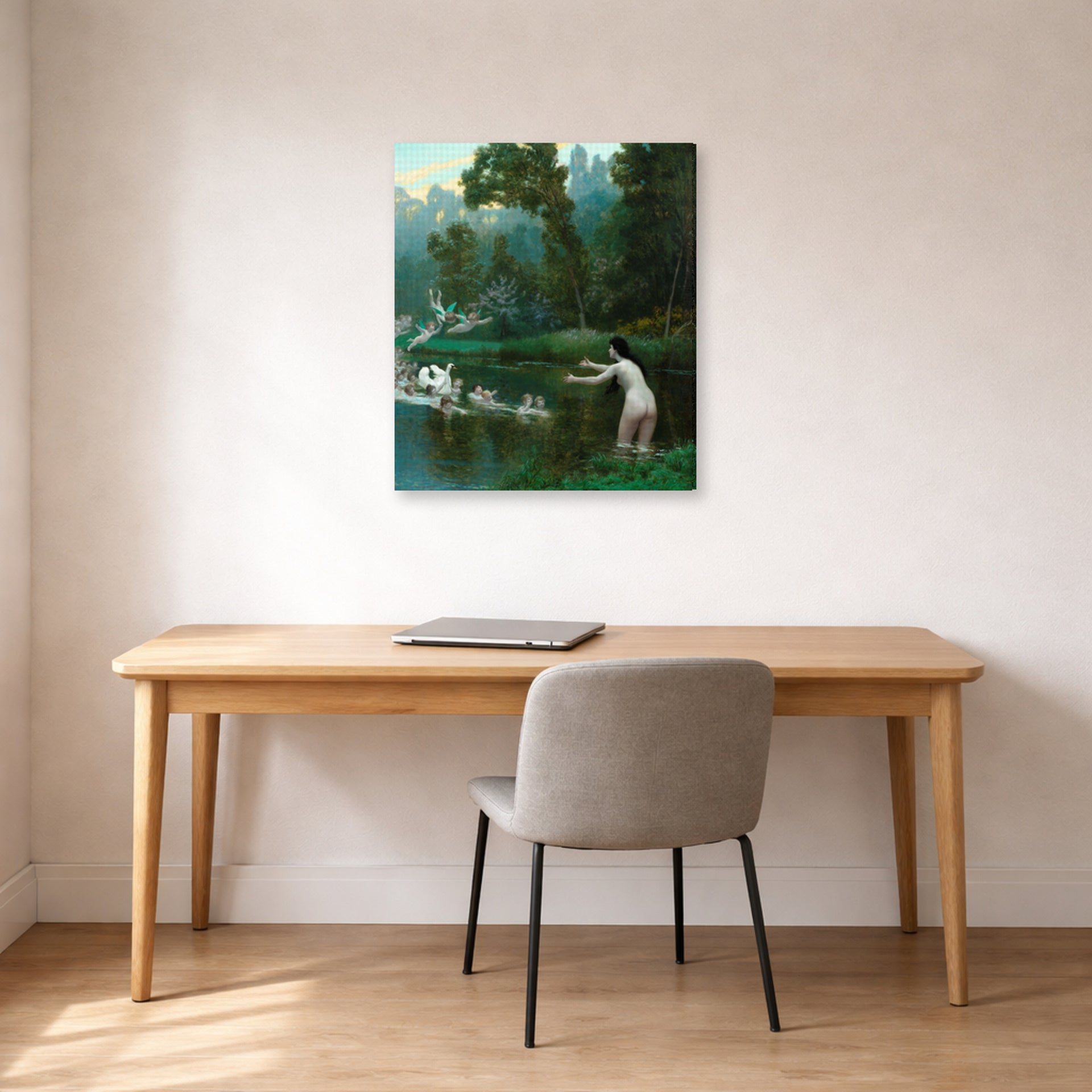 Jean-Leon Gerome - Leda and the Swan - gallery wrap lifestyle office