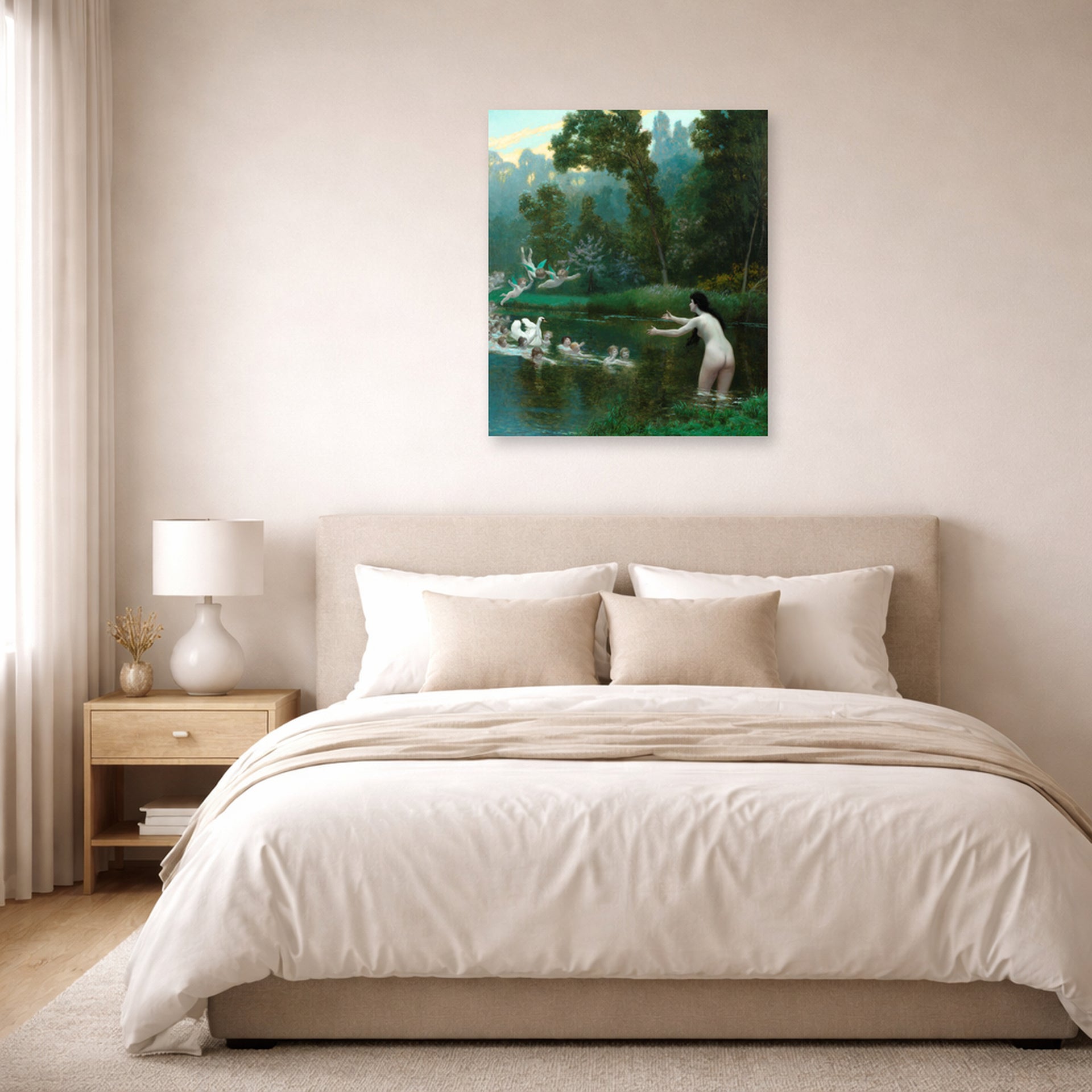Jean-Leon Gerome - Leda and the Swan - poster print lifestyle bedroom unframed