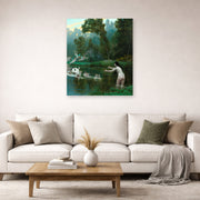 Jean-Leon Gerome - Leda and the Swan - poster print lifestyle living room 2 unframed