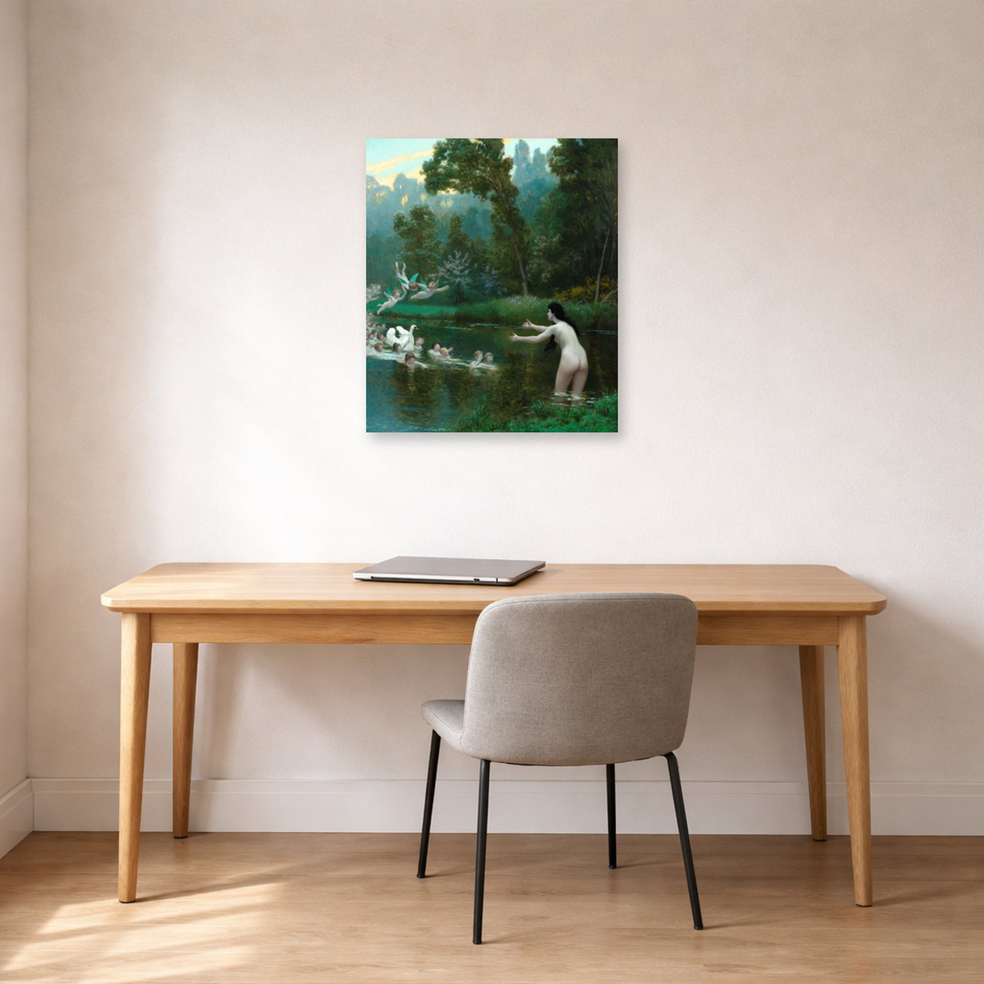 Jean-Leon Gerome - Leda and the Swan - poster print lifestyle office unframed