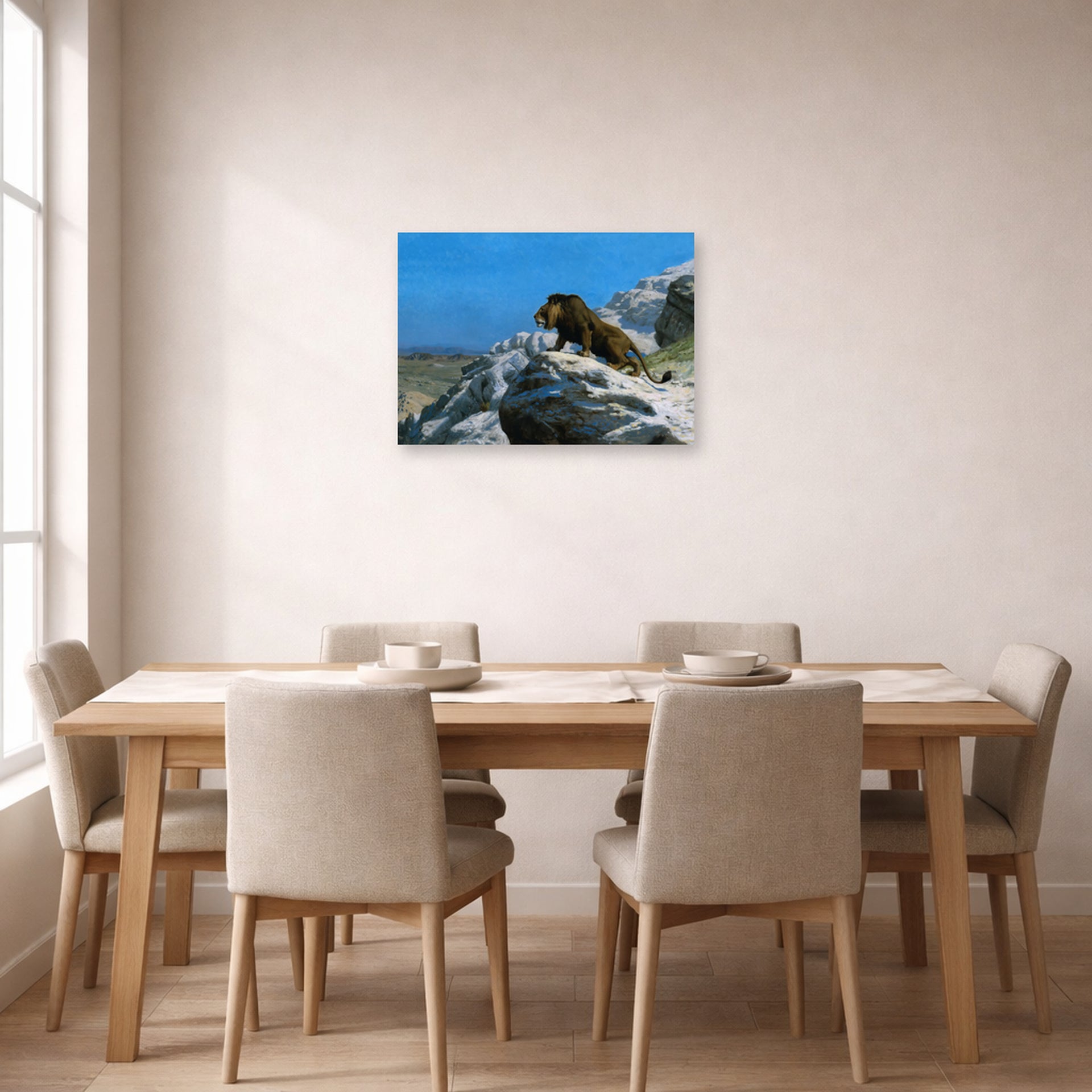 Jean-Leon Gerome - Lion on the Watch - poster print lifestyle dining unframed