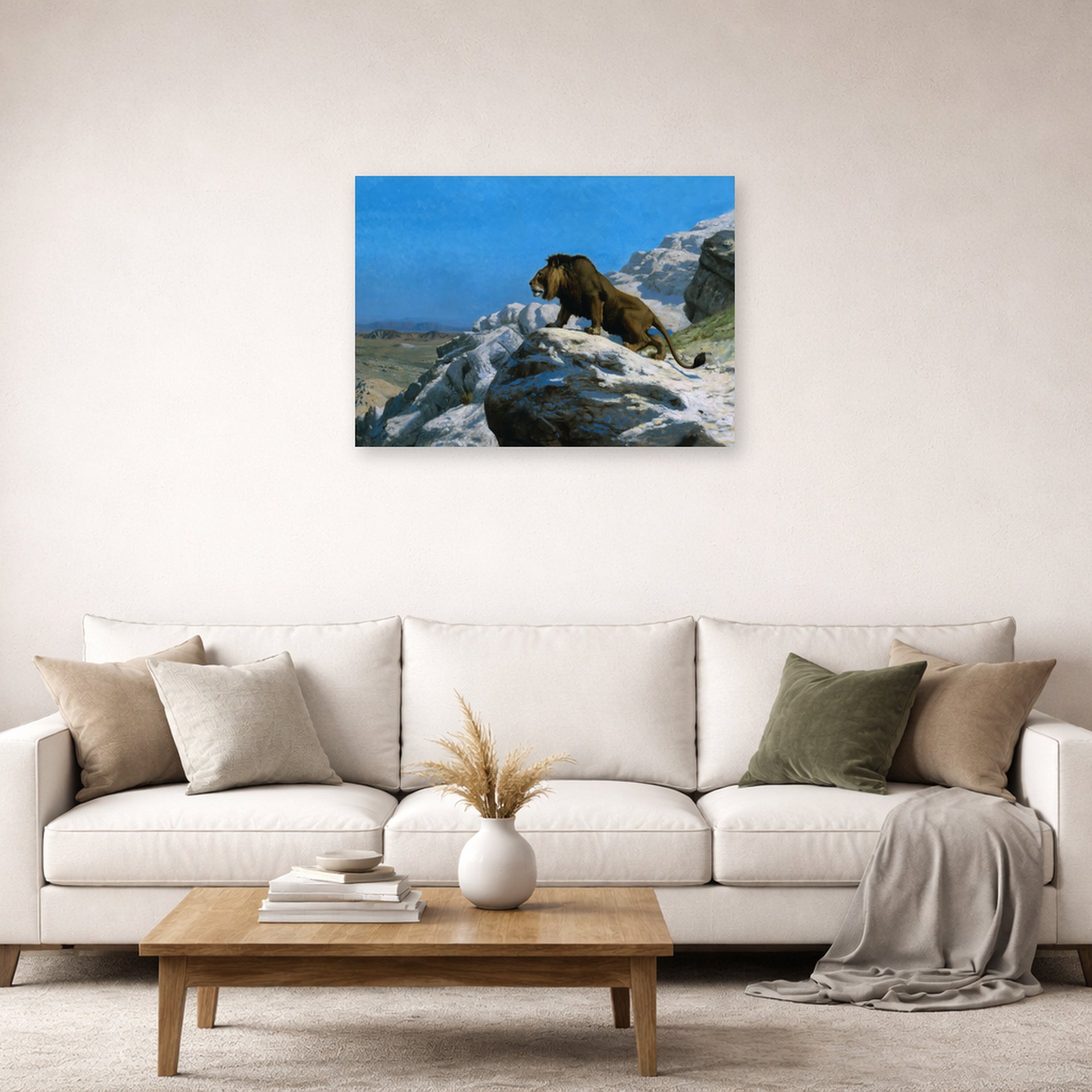 Jean-Leon Gerome - Lion on the Watch - poster print lifestyle living room 2 unframed