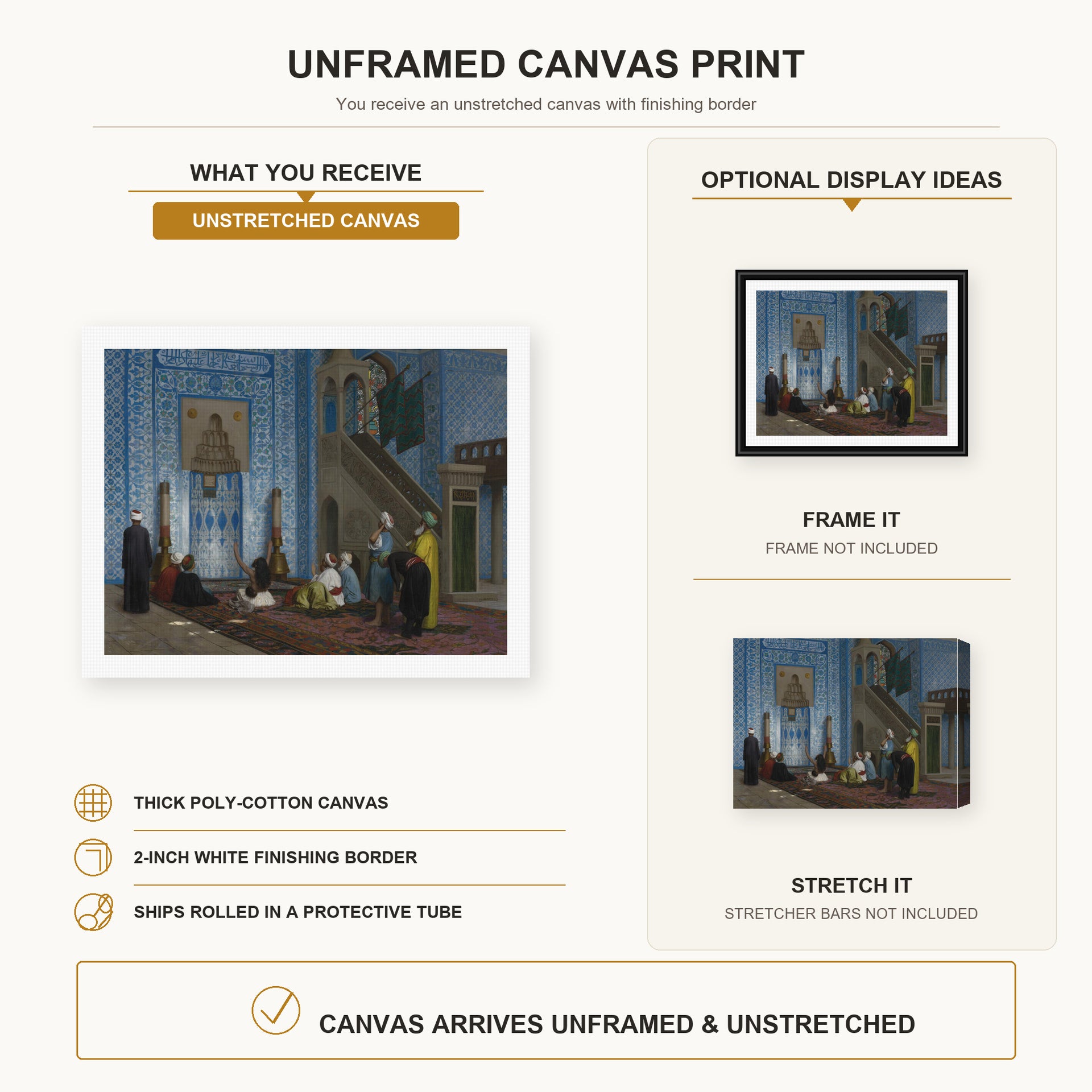 Jean-Leon Gerome - Rustem Pasha Mosque, Istanbul - Jean Leon Gerome Rustem Pasha Mosque Istanbul canvas print combined product and display infographic frame and bars not included