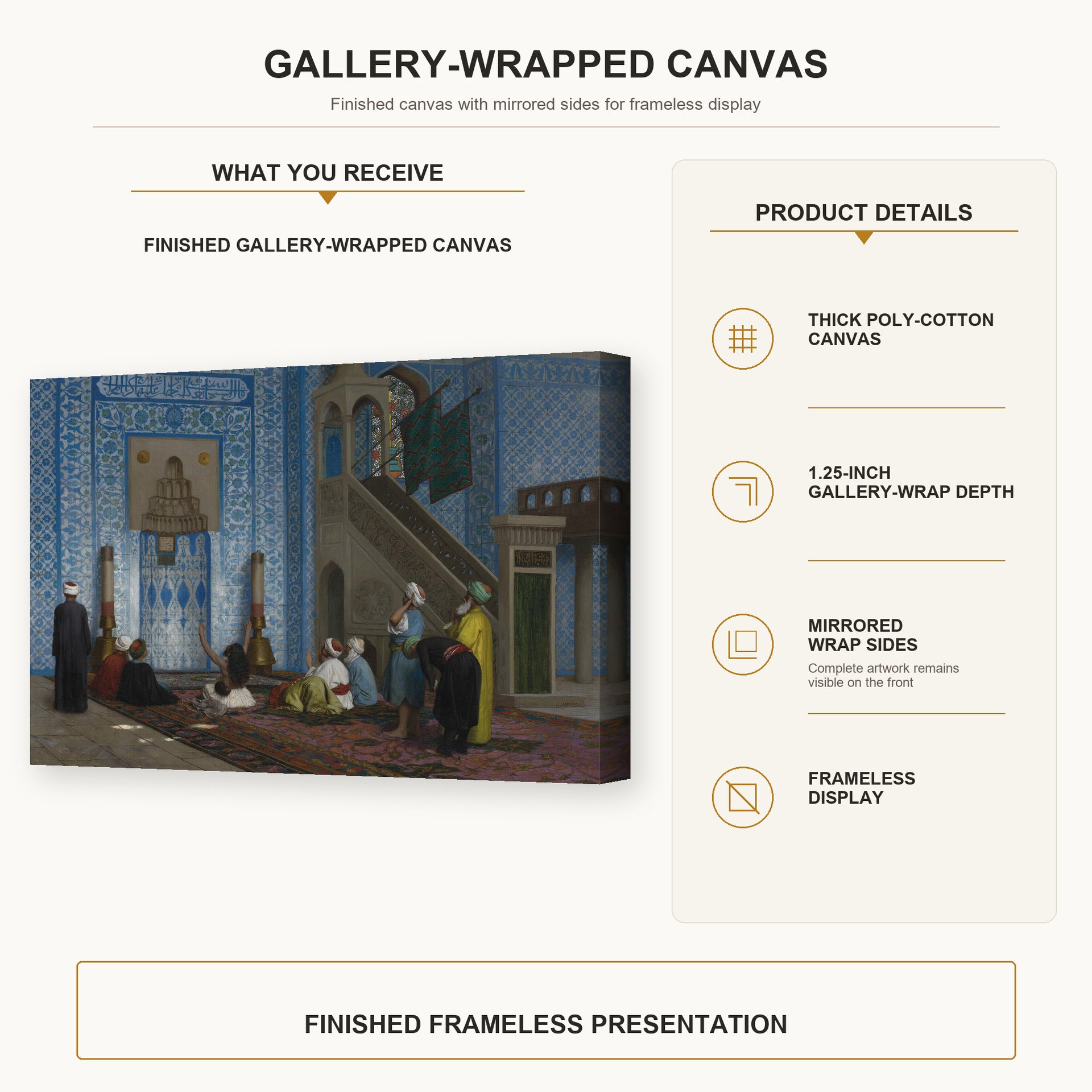 Jean-Leon Gerome - Rustem Pasha Mosque, Istanbul - Jean Leon Gerome Rustem Pasha Mosque Istanbul gallery wrap product details infographic