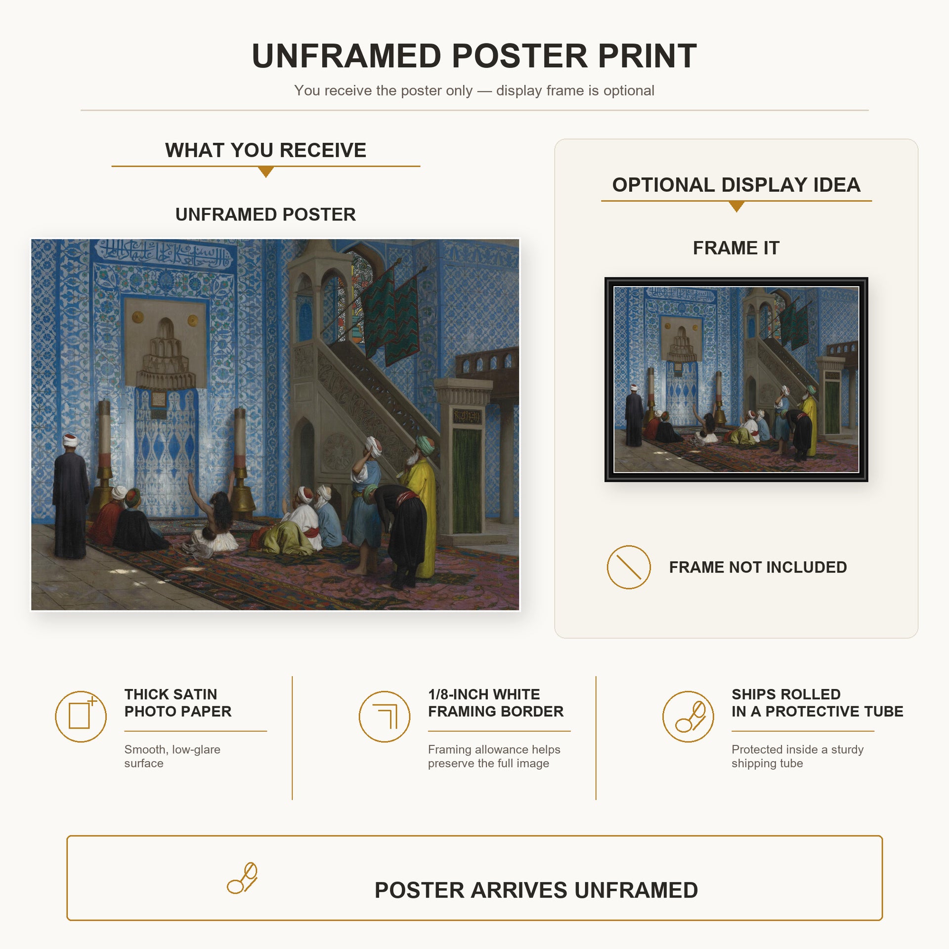 Jean-Leon Gerome - Rustem Pasha Mosque, Istanbul - Jean Leon Gerome Rustem Pasha Mosque Istanbul poster print combined product and display infographic