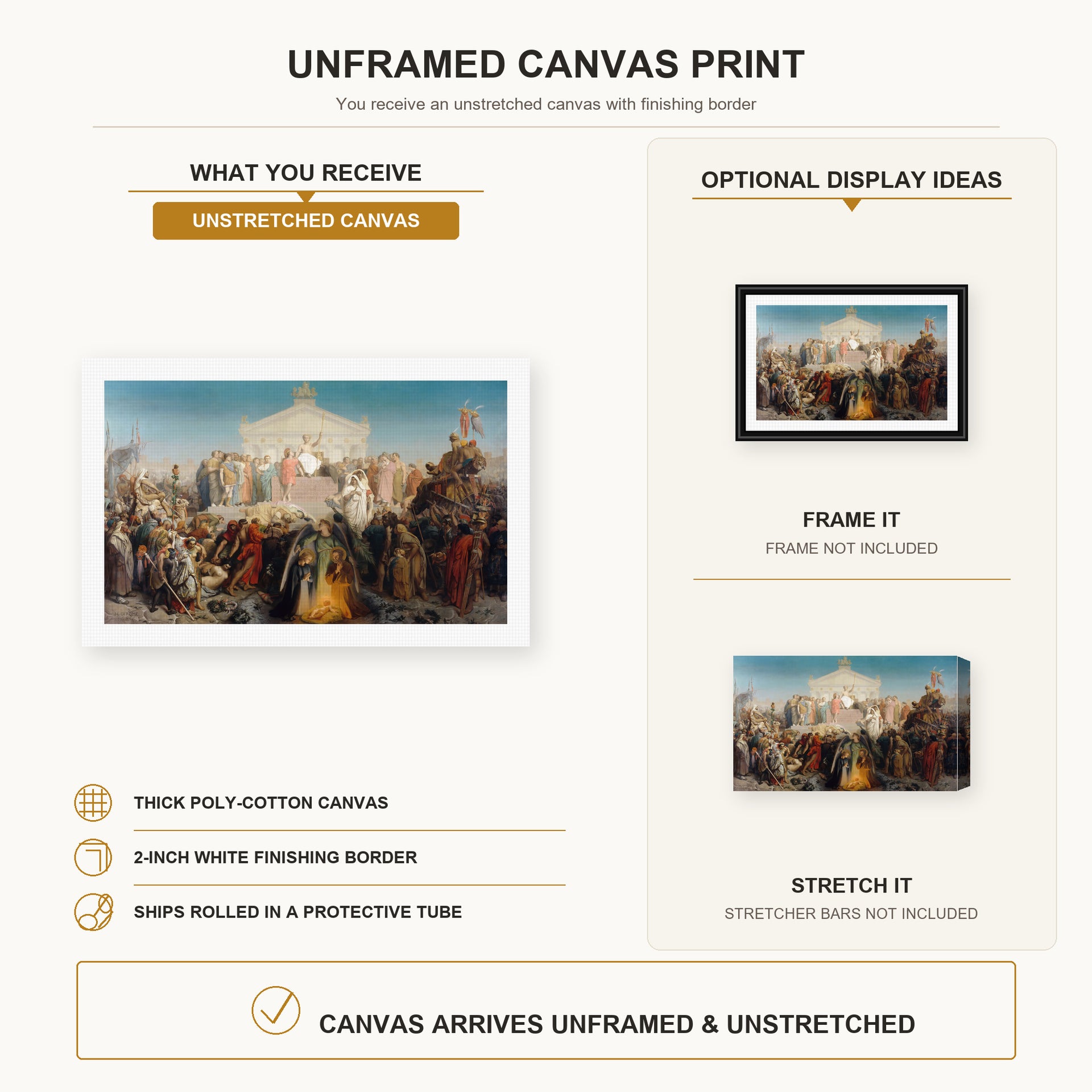 Jean-Leon Gerome - The Age of Augustus and the Birth of Jesus Christ - canvas print combined product and display infographic frame and bars not included