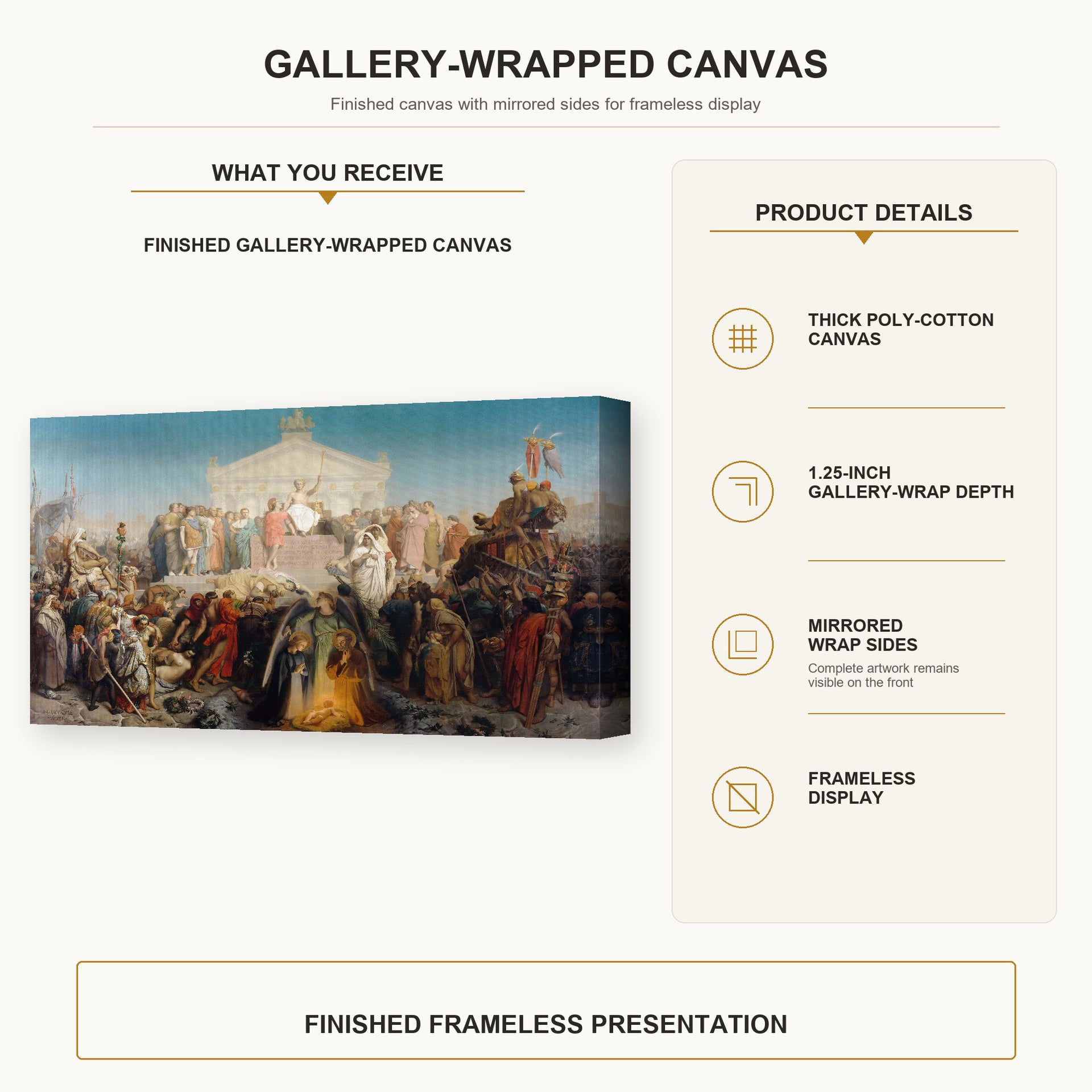 Jean-Leon Gerome - The Age of Augustus and the Birth of Jesus Christ - gallery wrap product details infographic