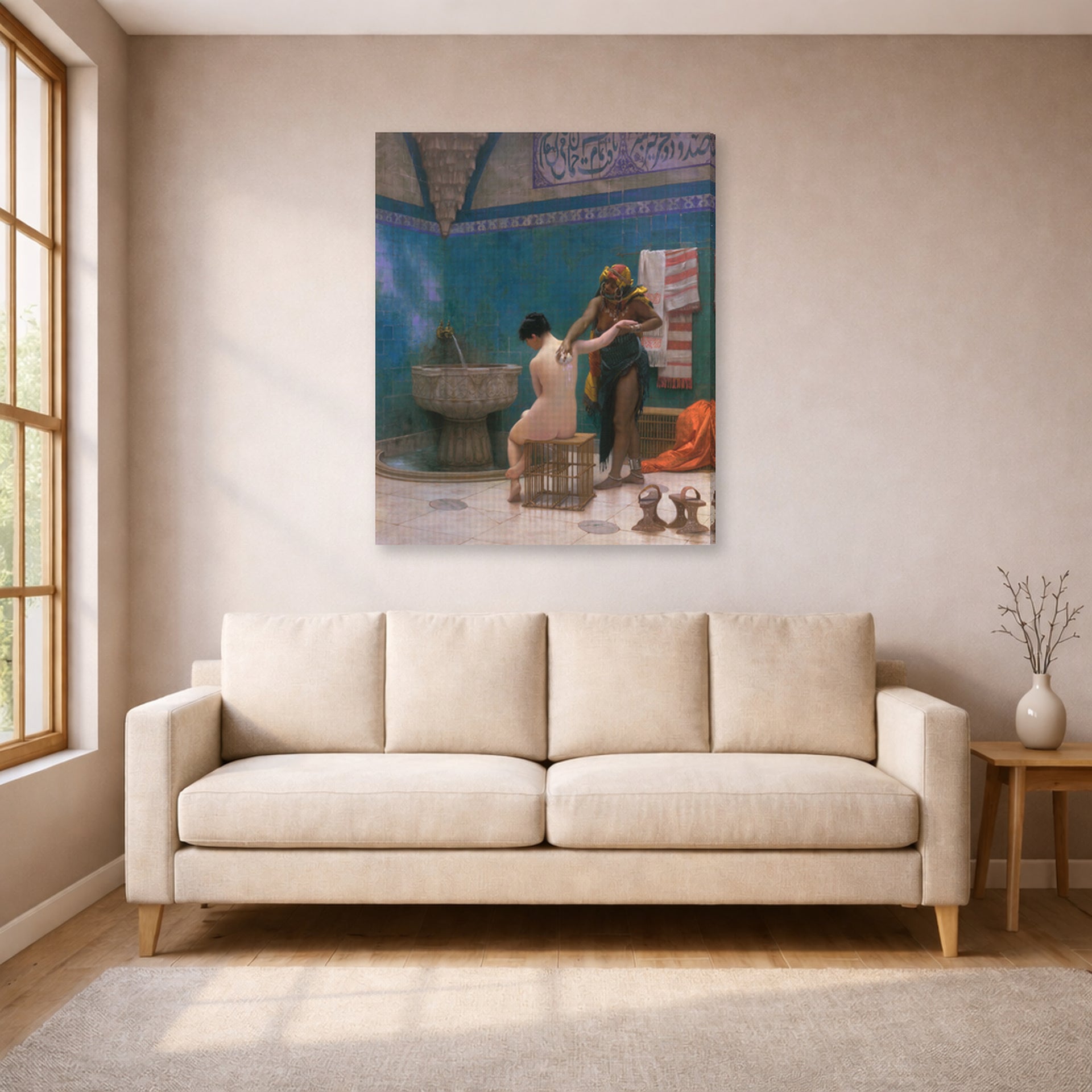 Jean-Leon Gerome - The Bath - gallery wrap lifestyle living room 1