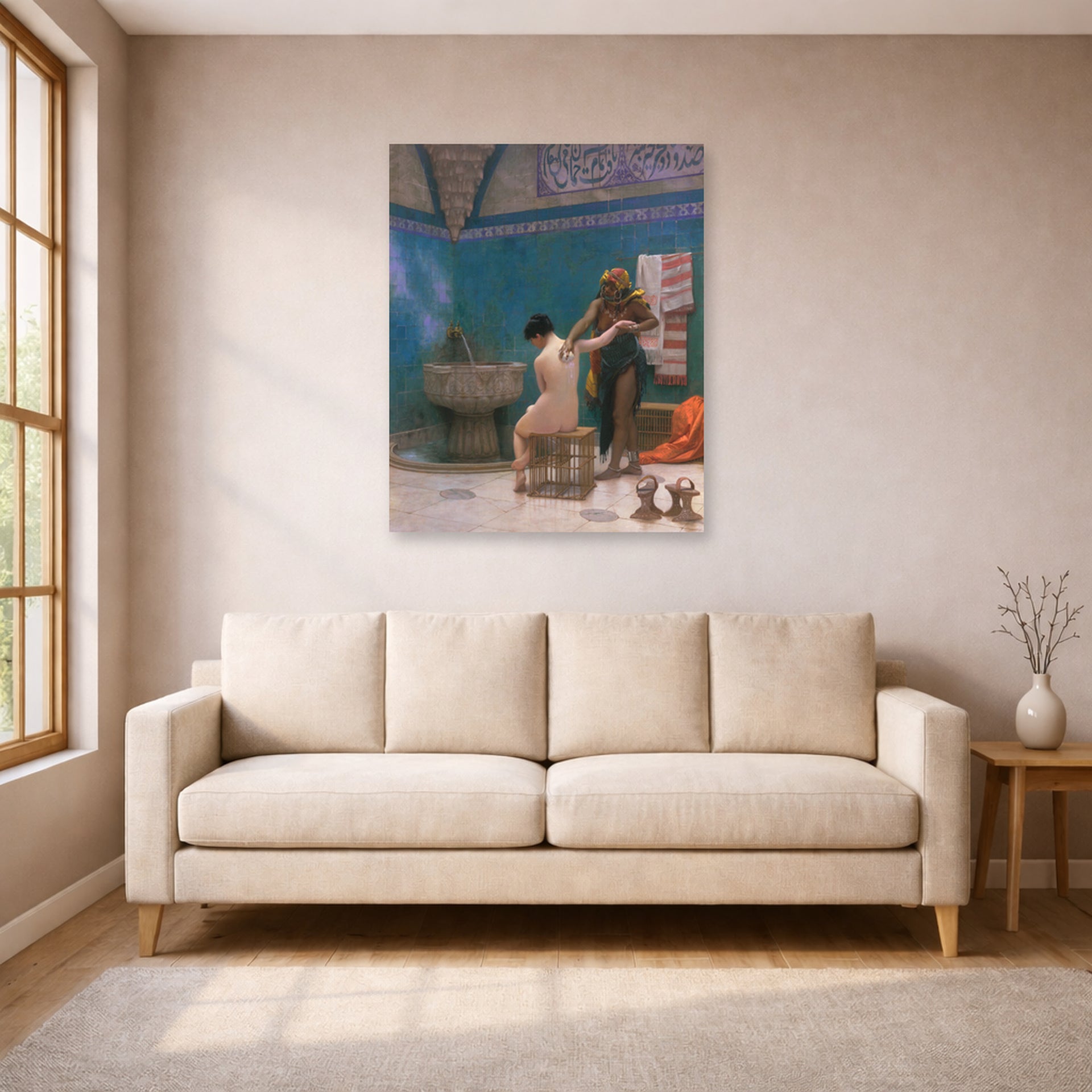 Jean-Leon Gerome - The Bath - poster print lifestyle living room 1 unframed