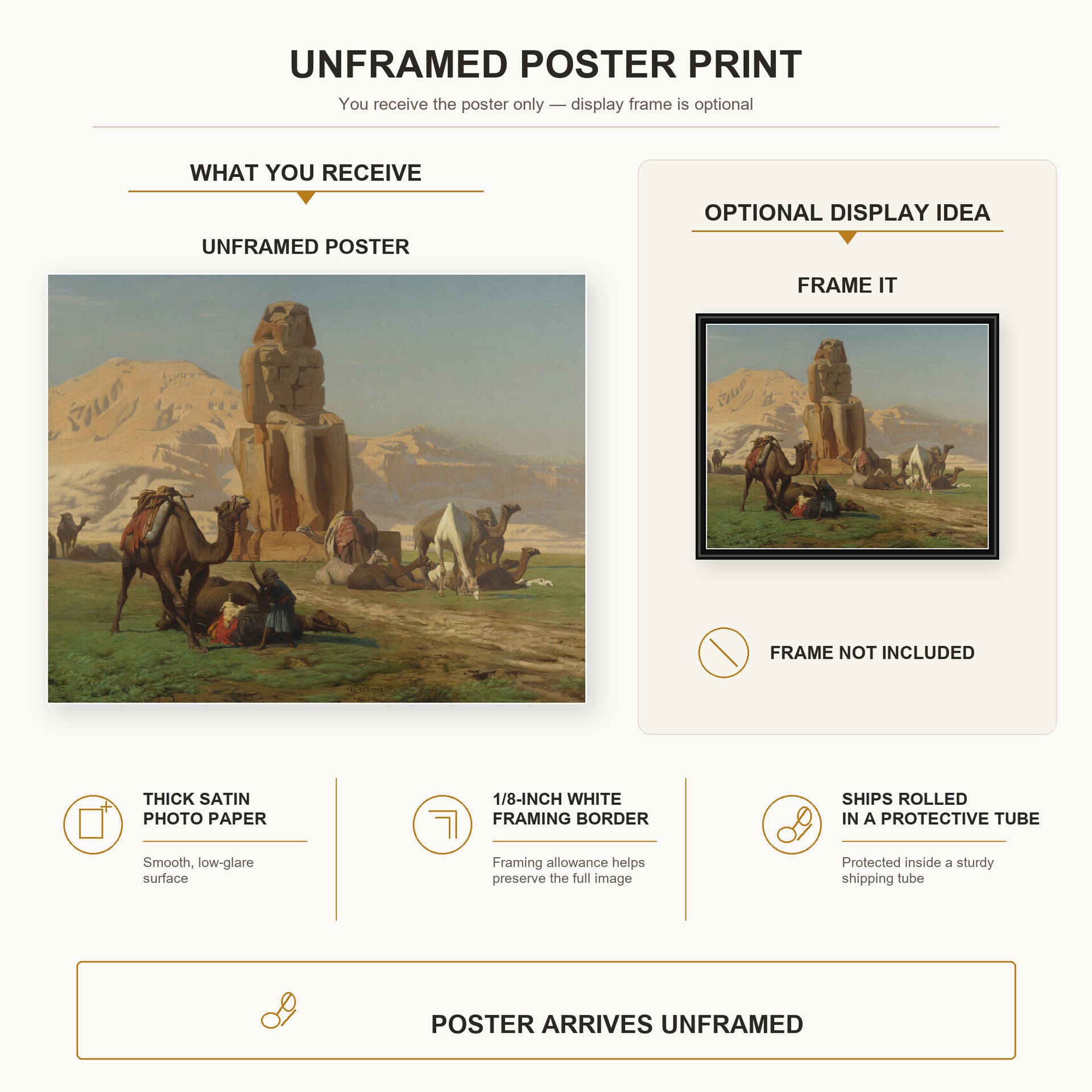 Jean-Leon Gerome - The Colossus of Memnon - poster print combined product and display infographic