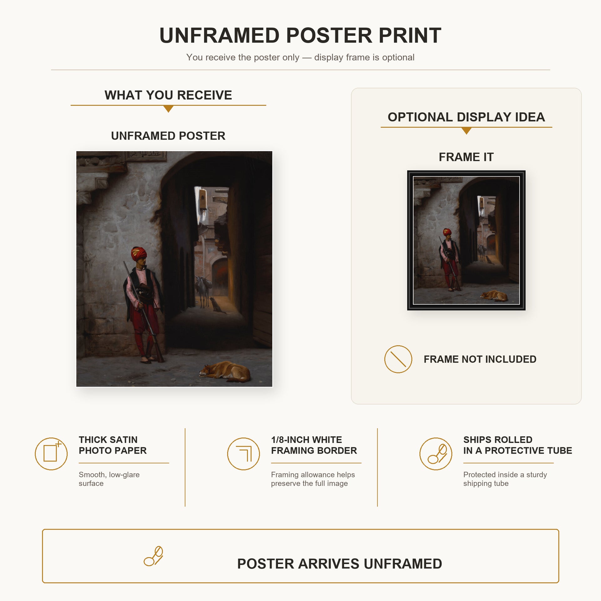 Jean-Leon Gerome - The Guard - poster print combined product and display infographic