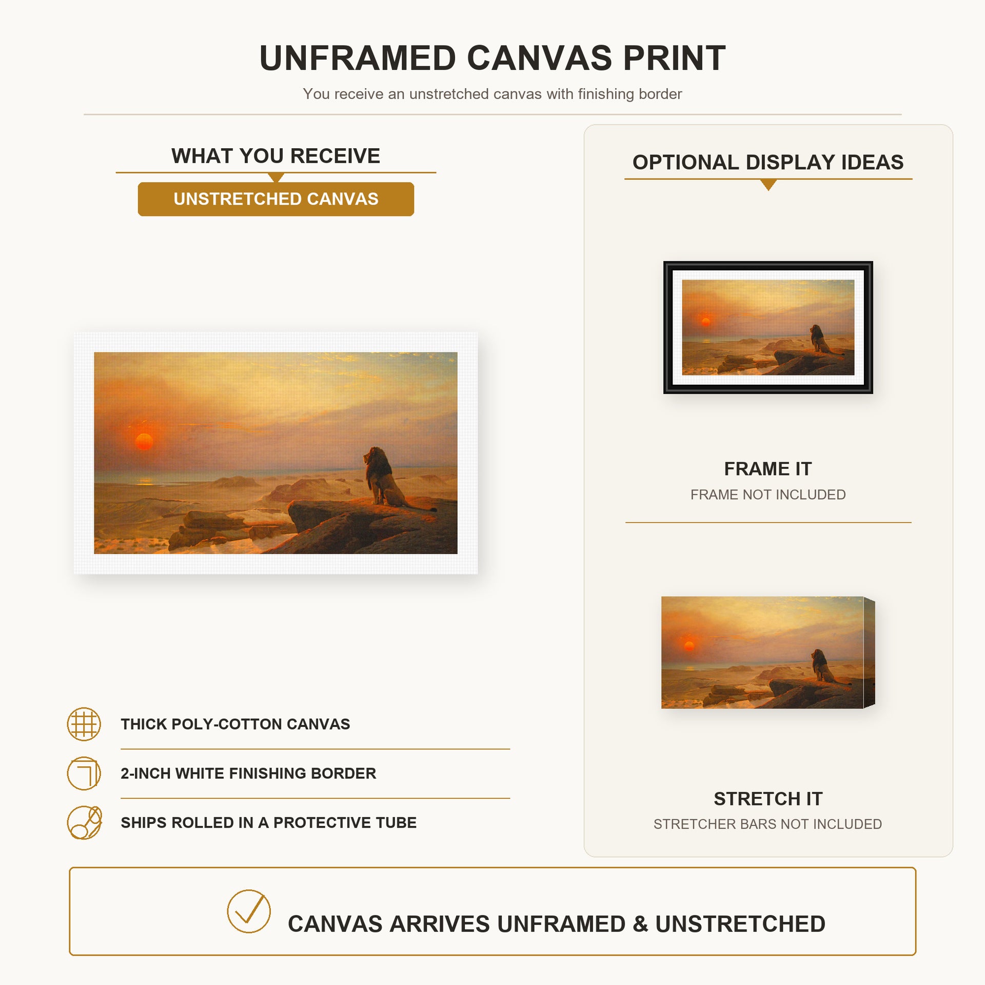 Jean-Leon Gerome - The Two Majesties - canvas print combined product and display infographic frame and bars not included