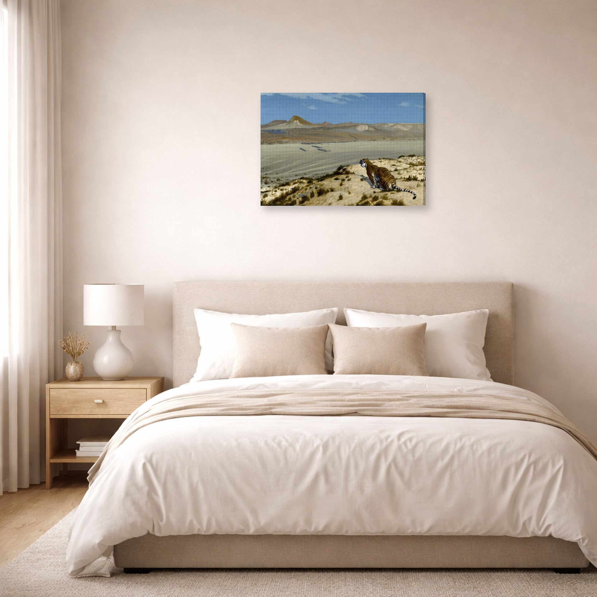 Jean-Leon Gerome - Tiger on the Watch - gallery wrap lifestyle bedroom