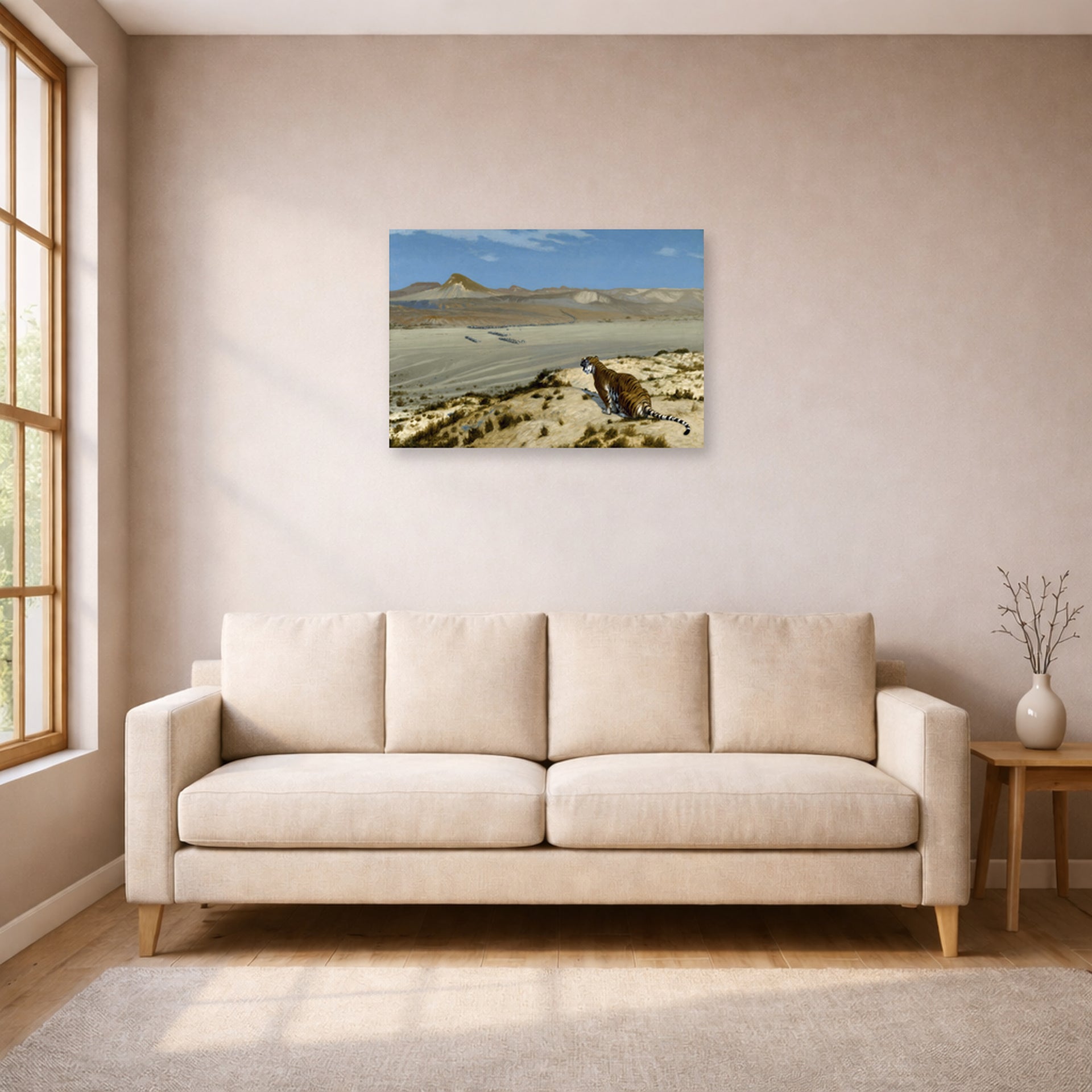 Jean-Leon Gerome - Tiger on the Watch - poster print lifestyle living room 1 unframed