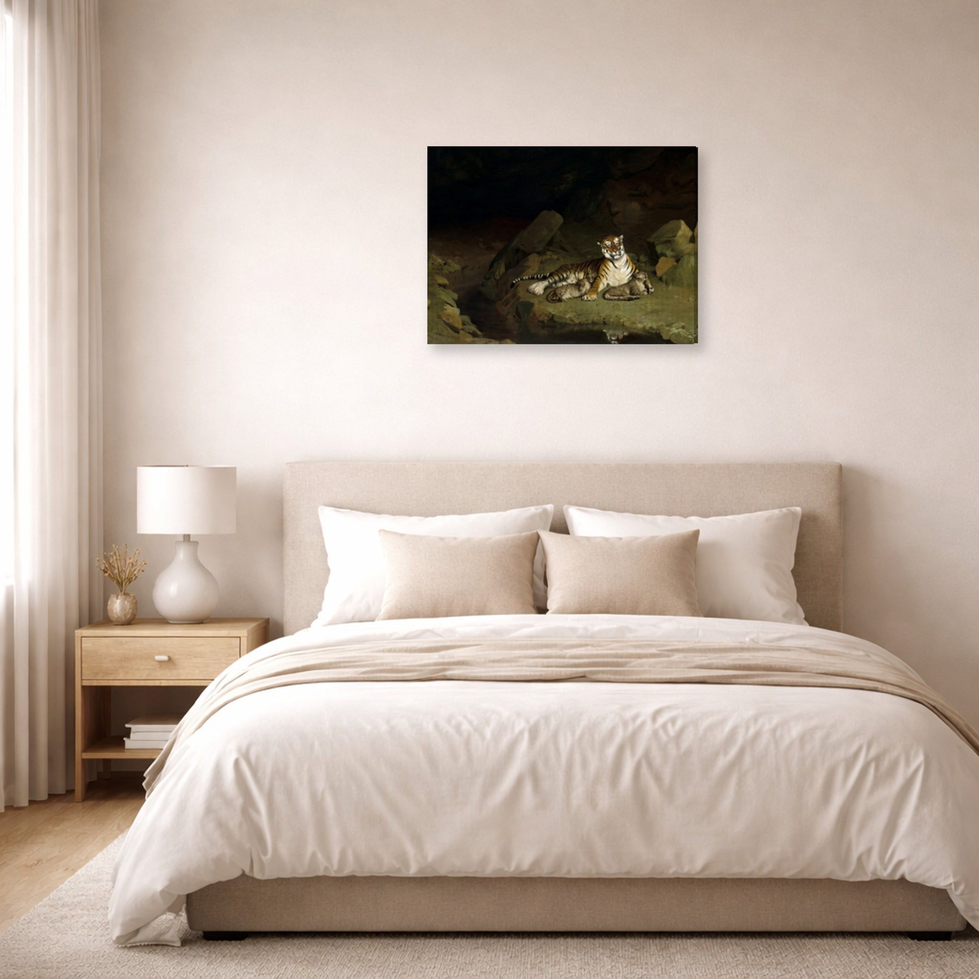 Jean-Leon Gerome - Tigress and Her Cubs - gallery wrap lifestyle bedroom
