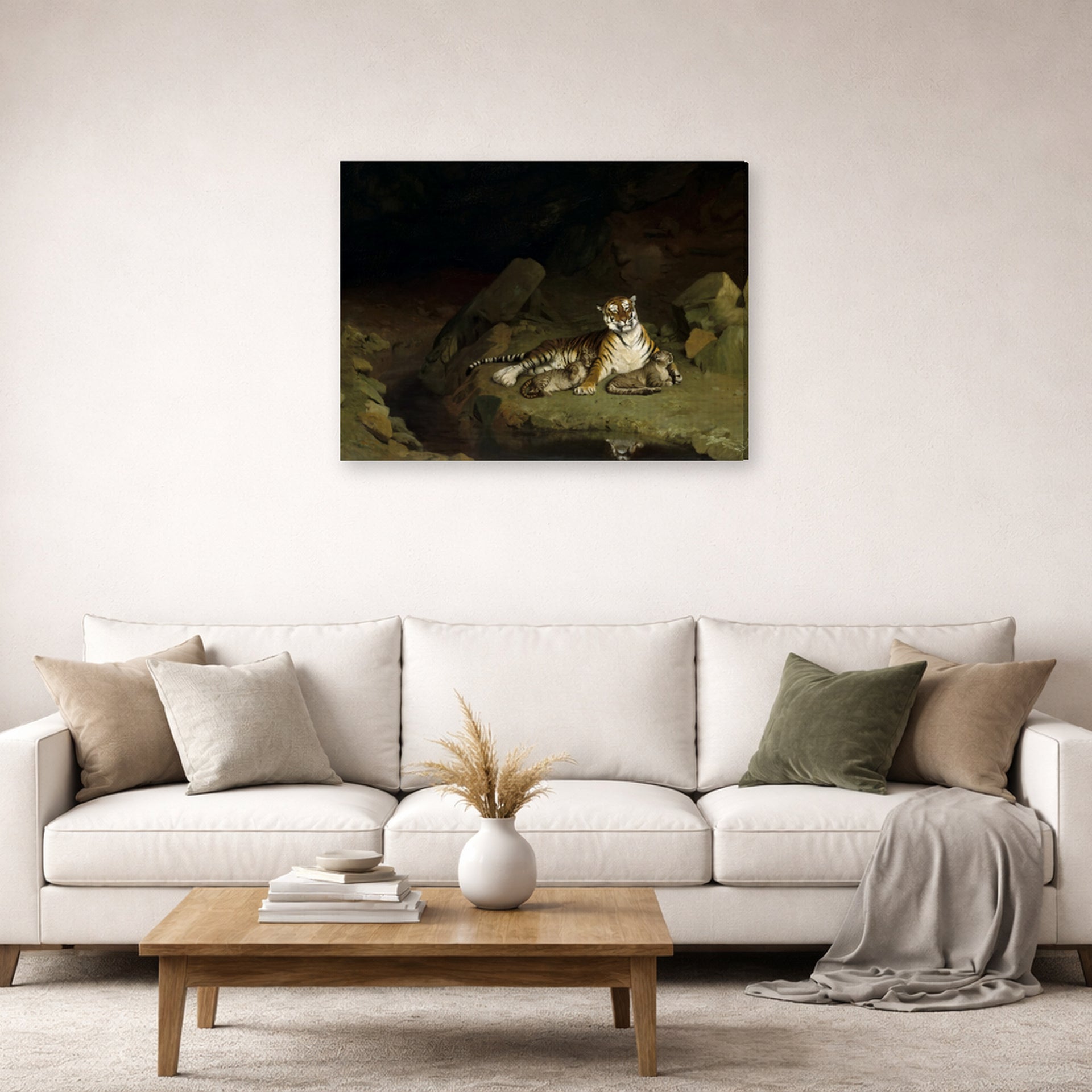 Jean-Leon Gerome - Tigress and Her Cubs - gallery wrap lifestyle living room 2