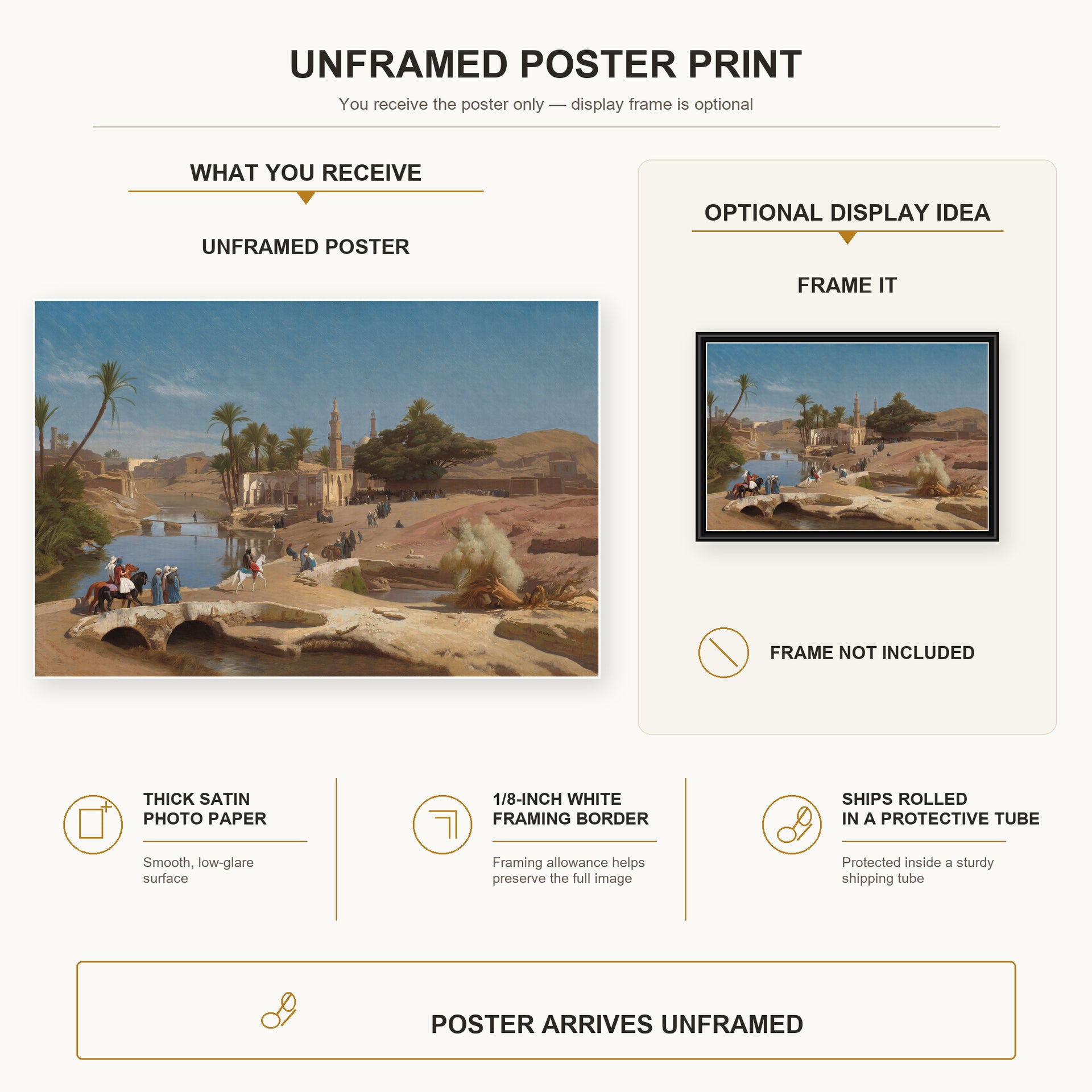Jean-Leon Gerome - View of Medinet El Fayoum - poster print combined product and display infographic