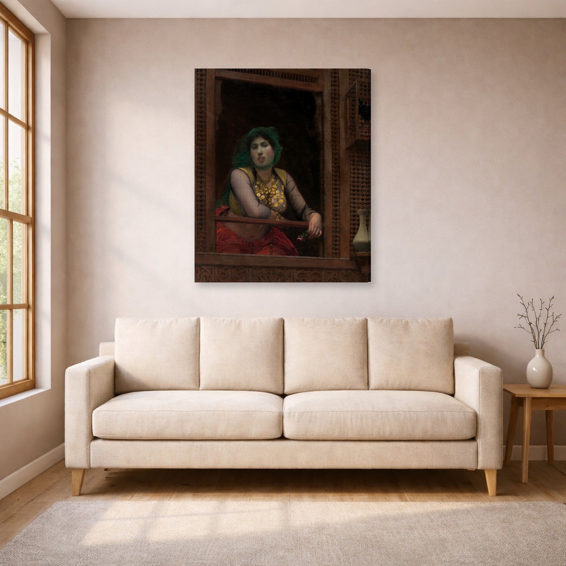 Jean-Leon Gerome - Woman at a Balcony - gallery wrap lifestyle living room 1