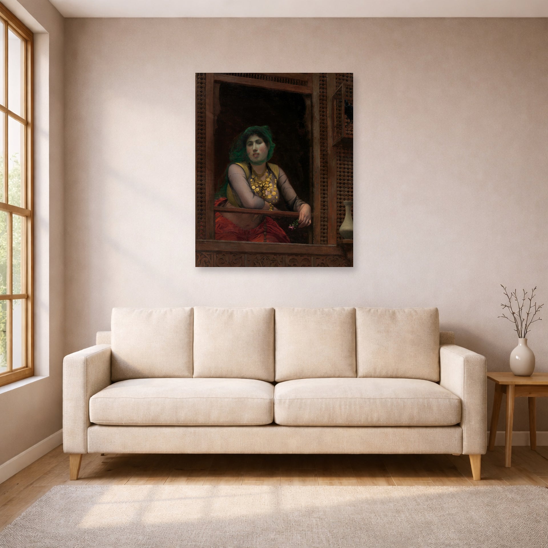 Jean-Leon Gerome - Woman at a Balcony - poster print lifestyle living room 1 unframed