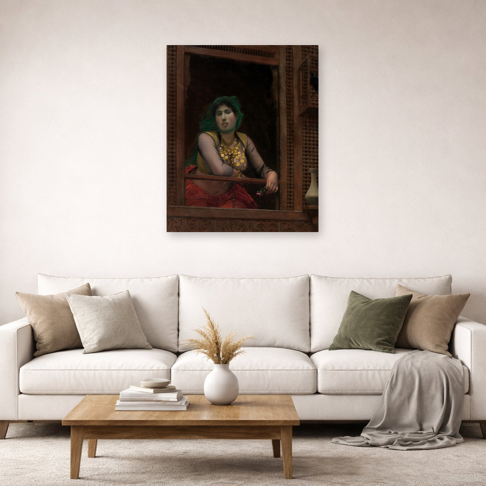 Jean-Leon Gerome - Woman at a Balcony - poster print lifestyle living room 2 unframed