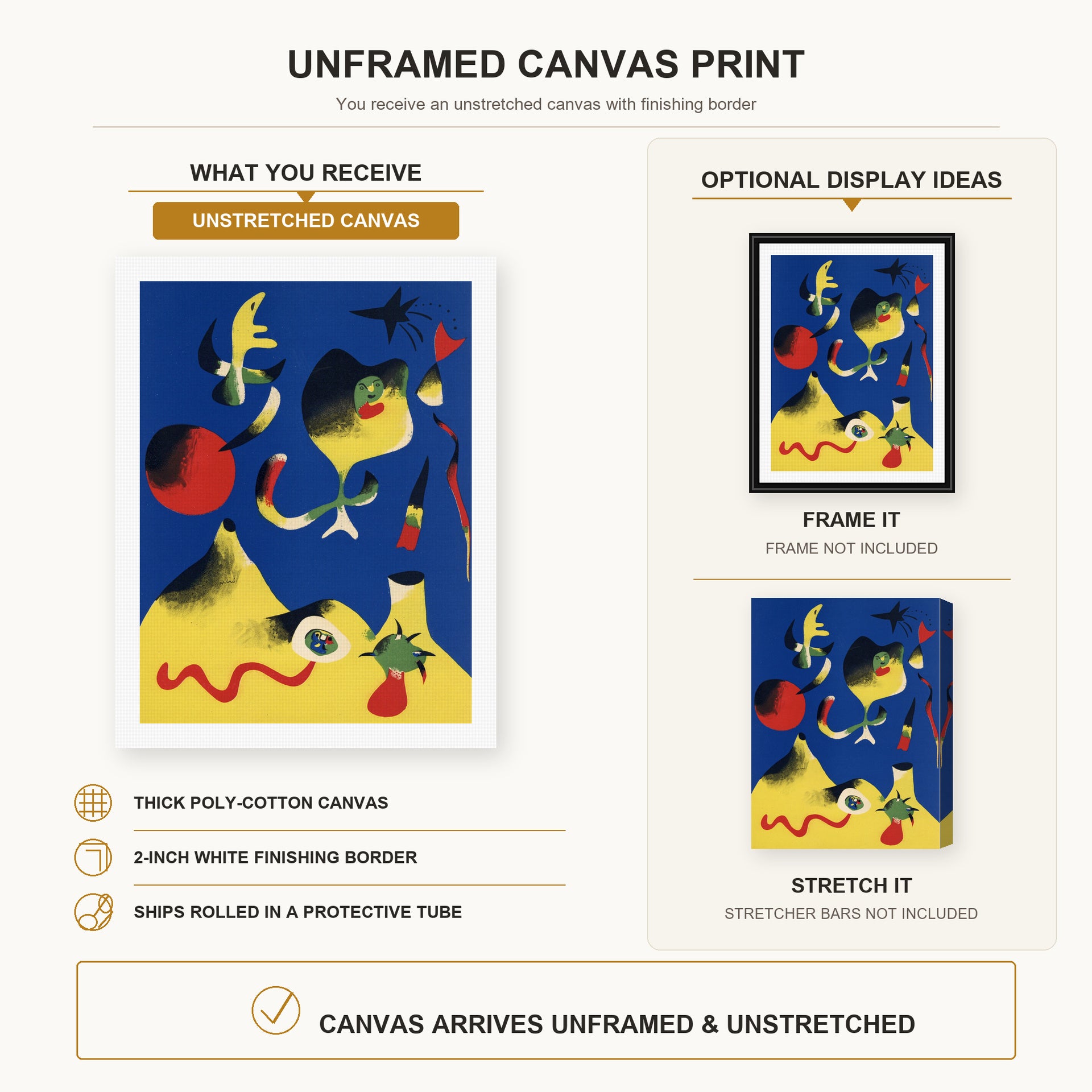 Joan Miro - Air - canvas print combined product and display infographic frame and bars not included