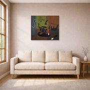 Gallery-wrapped canvas print of Joan Miró's 'Barcelona' displayed on a wall in a living room