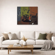Gallery-wrapped canvas print of Joan Miró's 'Barcelona' displayed on a wall in a living room