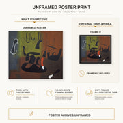 Joan Miró - Barcelona poster print size comparison and framing display infographic