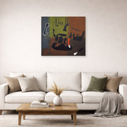 Unframed poster print of Joan Miró's 'Barcelona' displayed on a wall in a living room