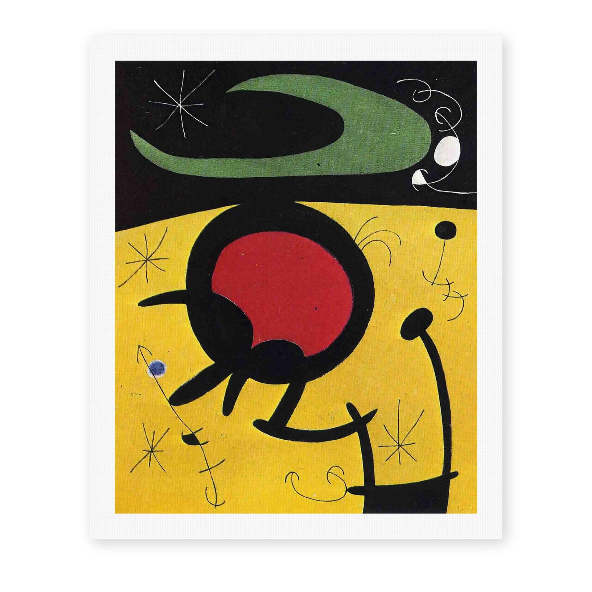 Joan Miró's 'Bird Flight' painting reproduced as a rolled canvas print