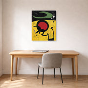 Gallery-wrapped canvas print of Joan Miró's 'Bird Flight' displayed on a wall in a office
