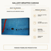Joan Miró - Blue gallery wrap canvas construction and hanging details infographic