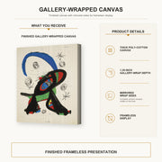 Joan Miró - Bon Cop De Lluna gallery wrap canvas construction and hanging details infographic