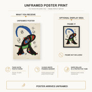 Joan Miró - Bon Cop De Lluna poster print size comparison and framing display infographic