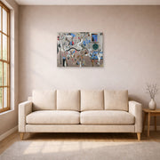 Unframed poster print of Joan Miró's 'Carnival of Harlequin' displayed on a wall in a living room