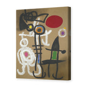 Joan Miró's 'Characters and Birds Before the Sun' painting reproduced as a gallery-wrapped canvas print