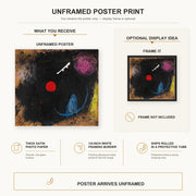 Joan Miró - Dancer in Front of the Sun poster print size comparison and framing display infographic