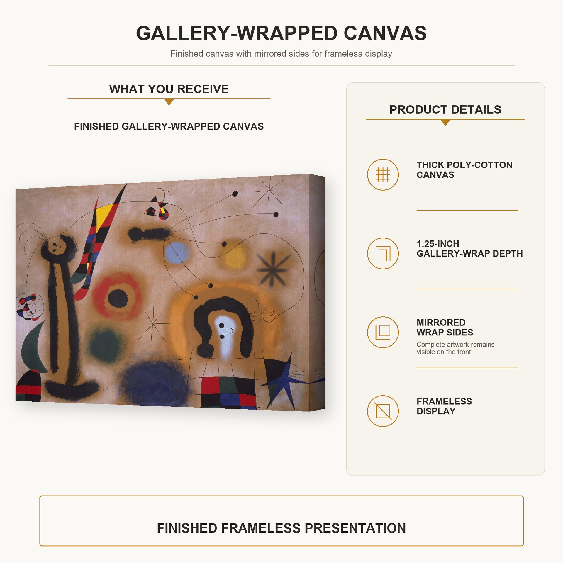 Joan Miro - Dragonfly with Red Wings - gallery wrap product details infographic
