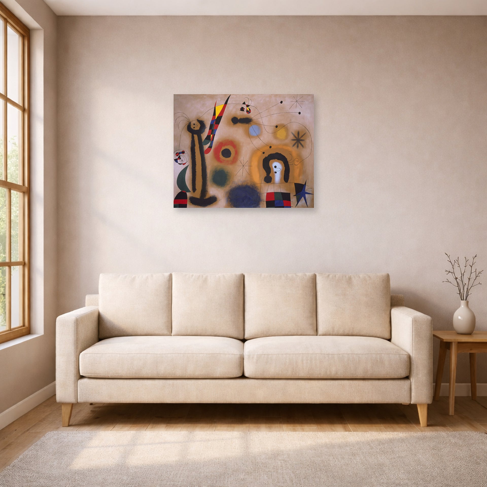 Joan Miro - Dragonfly with Red Wings - poster print lifestyle living room 1 unframed