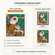 Joan Miró - Dutch Interiors canvas print size comparison and framing display infographic