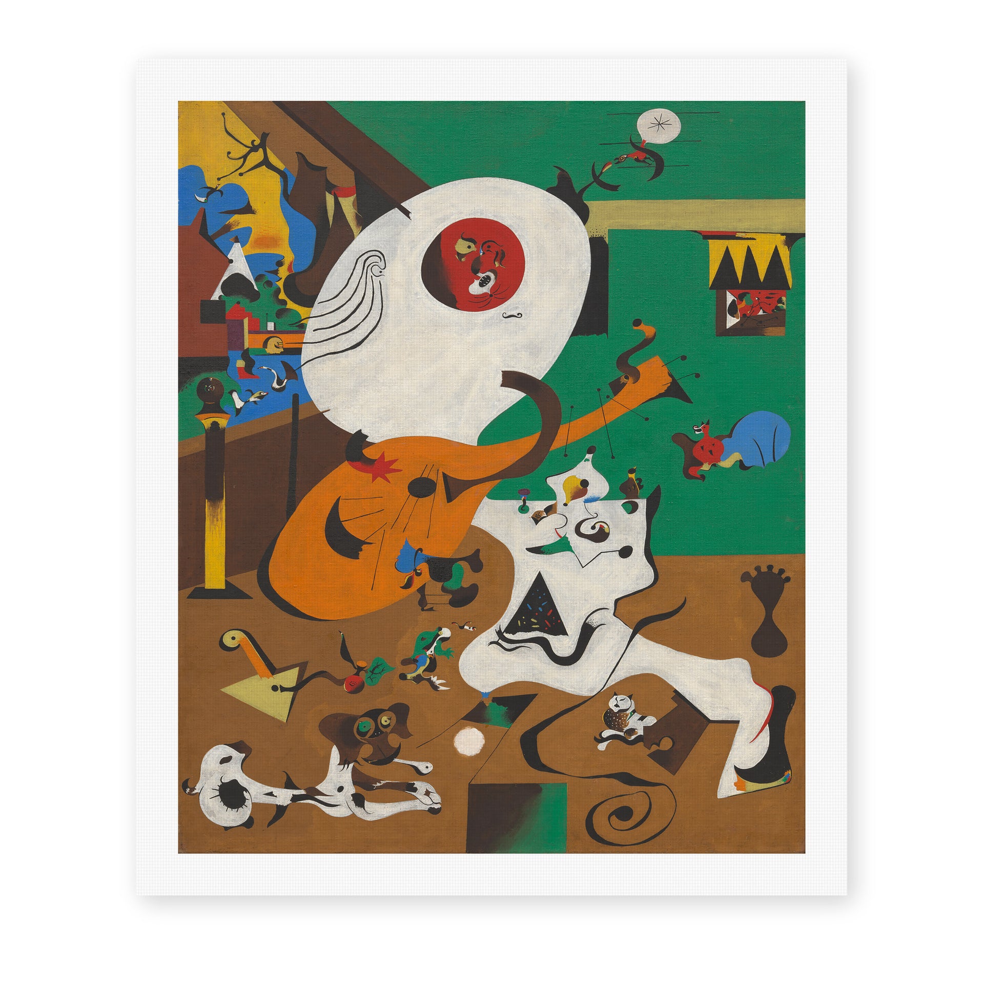 Joan Miró's 'Dutch Interiors' painting reproduced as a rolled canvas print