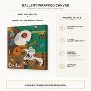 Joan Miró - Dutch Interiors gallery wrap canvas construction and hanging details infographic