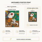Joan Miró - Dutch Interiors poster print size comparison and framing display infographic